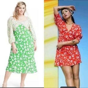 Plus Size Bundle: Rixo Green Daisy Midi Dress & Red Daisy Swing Dress